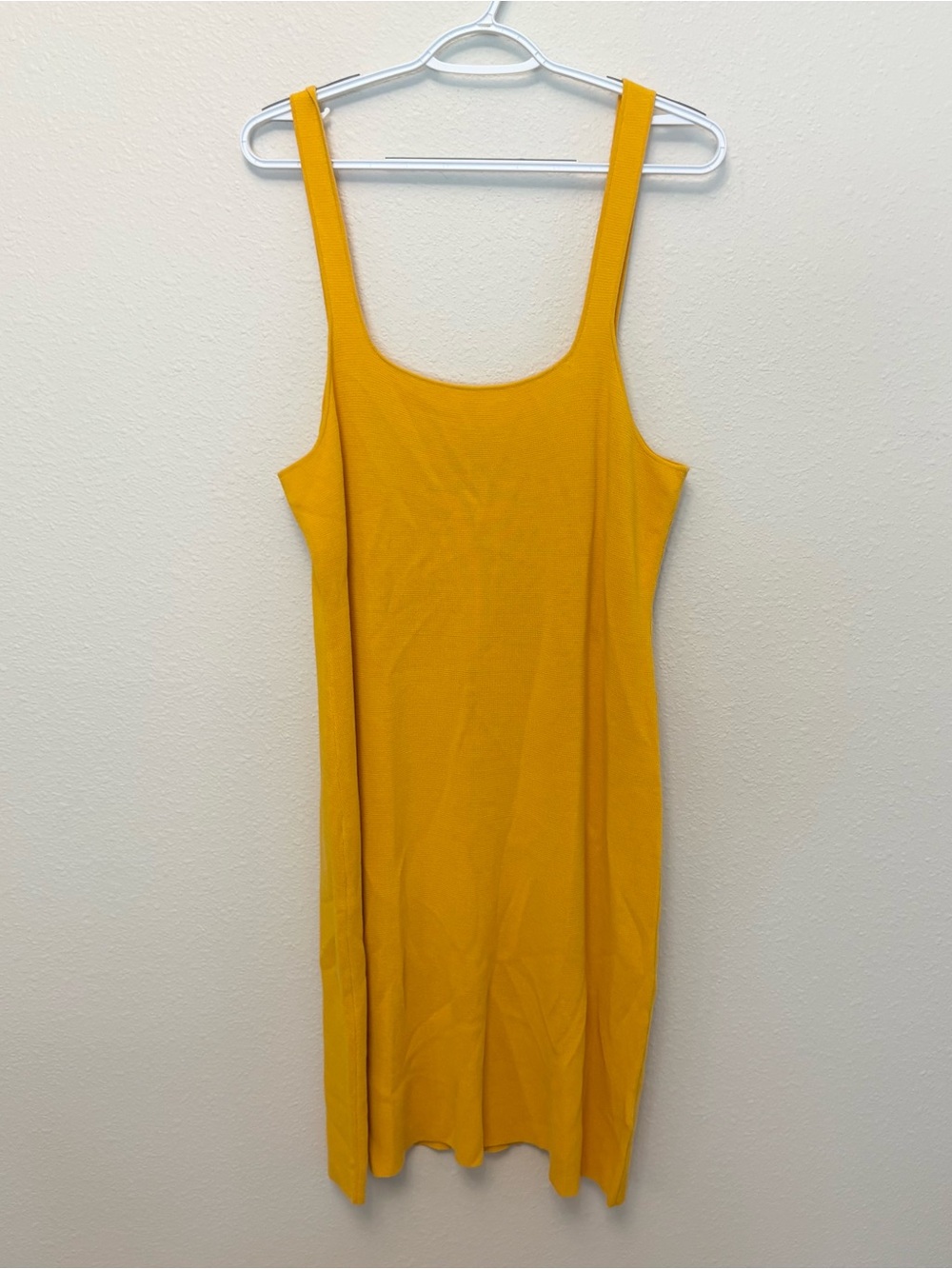 NWT J.Crew Knit Square Neck Tank Mini Sweater Dress Summer A-Line Yellow Size XL